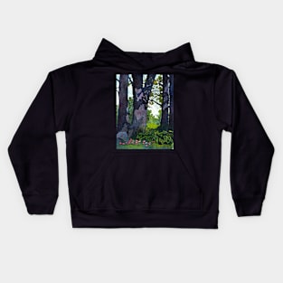 A View Through The Trees, Watercolor and Ink Batik on Rice Paper Kids Hoodie